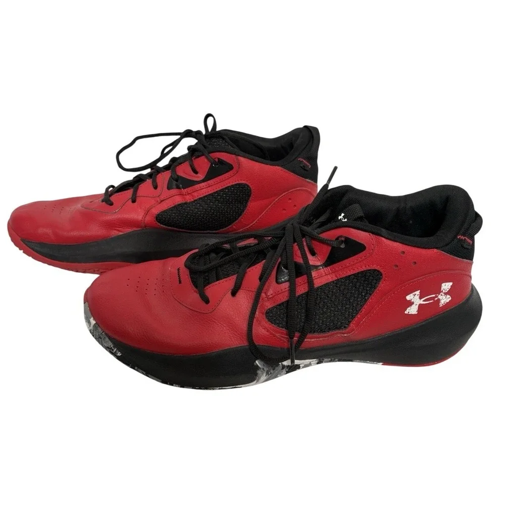 Under‎ Armour Men's Basketball Shoes Red Black Low Top Athletic Sneakers US 15